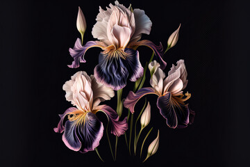 Iris Flowers, Illustration, Generative AI