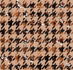 Seamless beige houndstooth pattern design, vector illustration
