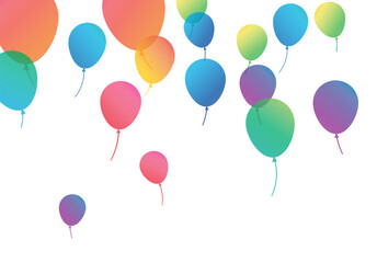 Lettering Happy Birthday To You white background. Holiday decorations with balloons, pennants and confetti. Greeting card can be used for congratulation, posters and banners.