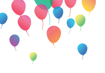 Lettering Happy Birthday To You white background. Holiday decorations with balloons, pennants and confetti. Greeting card can be used for congratulation, posters and banners.