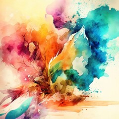 Abstract background in different colors in watercolor colors on white background. Generative Ai