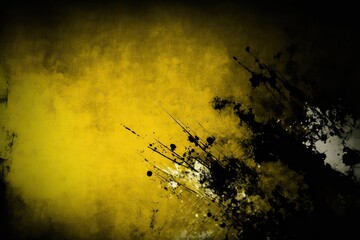 grunge texture background with scratches and splatters, yellow and black, generative ai composite