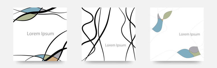 広告に使えそうな　絡み合う線の　ステンドグラス風　ベクターテンプレートカード/DM/ポストカード/名刺デザインの　正方形カード