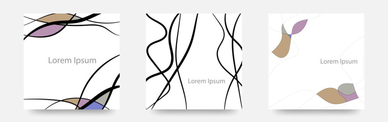 広告に使えそうな　絡み合う線の　ステンドグラス風　ベクターテンプレートカード/DM/ポストカード/名刺デザインの　正方形カード