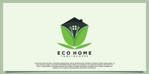 home logo design with modern leaf concept
