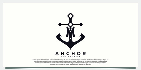 Naklejka premium anchor marine logo design with letter m modern concept