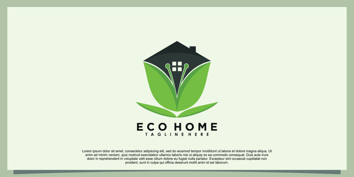 home logo design with modern leaf concept
