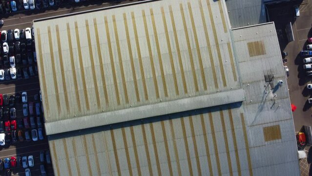 Aerial Footage of Huge Car Parking at Kempston Bedford Town of England UK. The Footage  Was Captured on 06-Feb-2023 with Drone's Camera