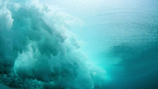 Slow Motion Shot Of Cloudy Waves Seen From Ocean Floor - Thulusdhoo, Maldives