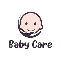 Baby Care Logo Design Template with a baby icon and hand. Perfect for business, company, mobile, app, etc.