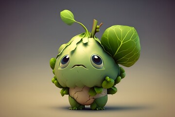 cute brussels sprout character created using AI Generative Technology