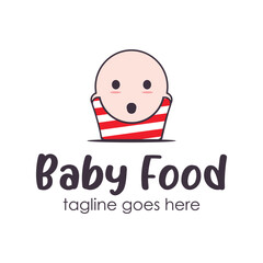 Baby Food Logo Design Template with a baby icon and snack place. Perfect for business, company, mobile, app, etc.