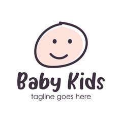 Baby Kids Logo Design Template with a baby icon. Perfect for business, company, mobile, app, etc.