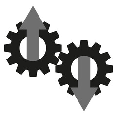 Linear gears with arrows. Vector illustration.