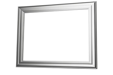 a simple silver picture frame at a wall as a transparent png, Generative AI