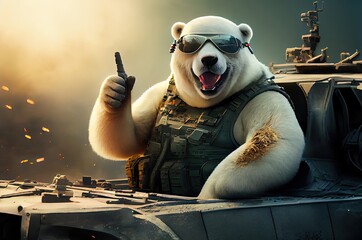 Military Polar Bear Courageous And Defending Freedom Generative AI - obrazy, fototapety, plakaty