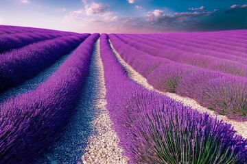 Fototapeta na wymiar wonderful lavender field stunning color scheme. Generative AI