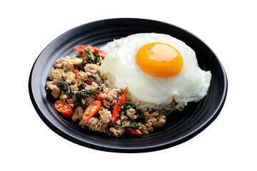 Thai food (Pad Kapao), Stir fried basil with pork and fried egg