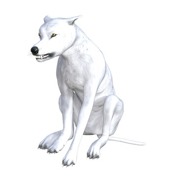 White dog isolated 3d render
