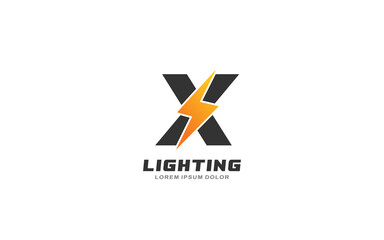 X Logo with lightning letter concept for template