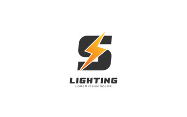 S Logo with lightning letter concept for template