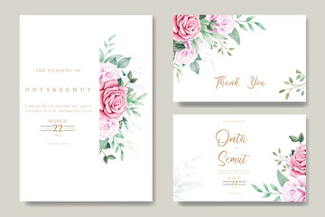 beautiful rose wedding invitation card template