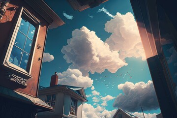 window with clouds