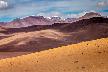 Fototapeta na wymiar Volcanic landscape in Bolivia altiplano near Chilean atacama border, South America