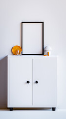 Photo Empty Black Frame Design Cabinet With Minimalist