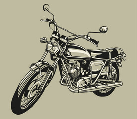 hand drawn motorcycle classic vector illustration clip art, vintage art collection