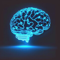 Fototapeta premium Virtual drawing of glowing blue brain with learning icon for knowledge study and education can make creative thinking idea concept, idea, brain, creative, creativity, invention, cognition, learning, 