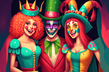 Fototapeta na wymiar Group of friends having fun together in a carnival. Generative AI