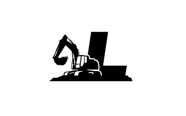 L Logo with excavator letter concept for template 