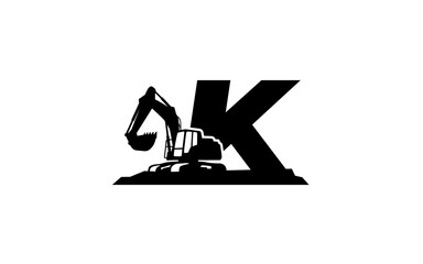 K Logo with excavator letter concept for template 