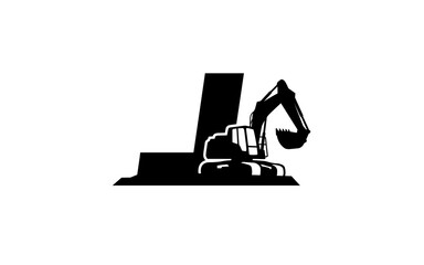 J Logo with excavator letter concept for template 