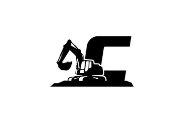 C Logo with excavator letter concept for template  © Roni
