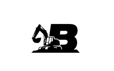 B Logo with excavator letter concept for template 