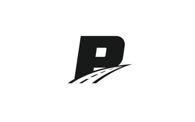 P Logo letter with ROAD concept for template 