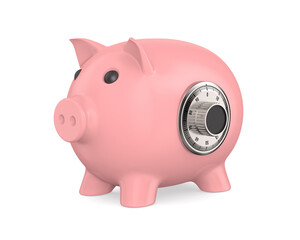 Pink piggy bank on white background. Isolated 3D illustration