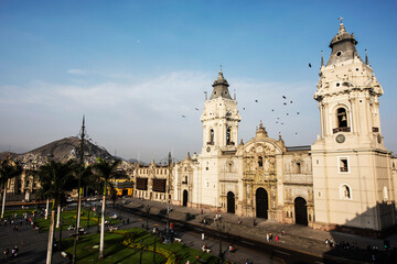 Obraz premium Catedral Basilica de Lima en Plaza Mayor, Lima, Peru