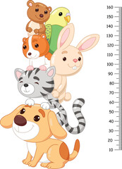 Obraz na płótnie Canvas Cartoon animals with meter wall