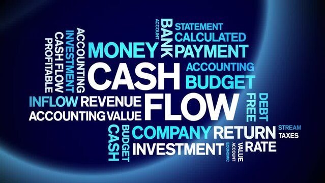 Cash Flow animated tag word cloud;text design animation kinetic typography seamless loop.