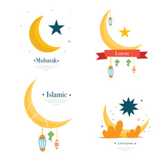 ramadan kareem eid-al fitr poster template with ornament lettern and mosque vector background design