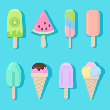 Ice cream, vector cartoon clip art in gentle pastel colors