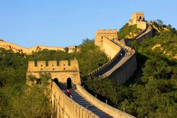 Schapenvacht deken met patroon Chinese Muur Great Wall in Badaling