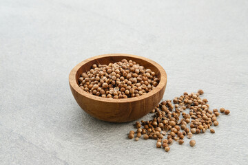 Dried coriander seeds, Coriandrum sativum or Ketumbar 
