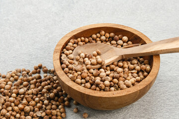 Dried coriander seeds, Coriandrum sativum or Ketumbar 
