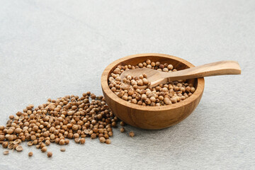Dried coriander seeds, Coriandrum sativum or Ketumbar 
