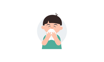 Kid character sneezing and coughing illustration