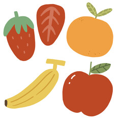 Cute simple fruit illustration element set